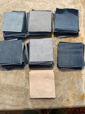 Lot of 4" Inch Quilt Squares 193 count Repurposed denim